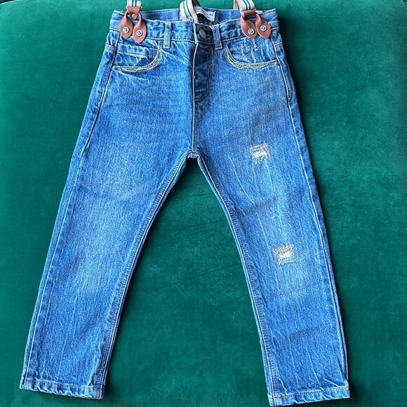 Zara |  Denim Suspender Pants - Picture 3 of 4